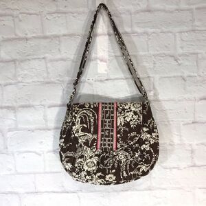 Vera Bradley Womens Imperial Toile Tote Bag Brown Hummingbird Floral Zipper M